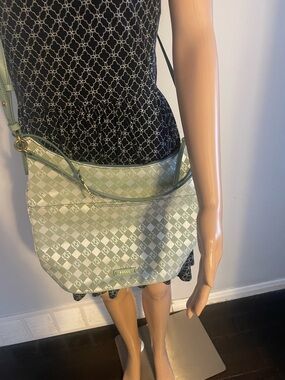 Fossil Checkered Green Hobo Bag